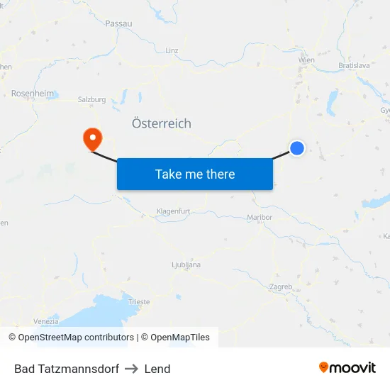 Bad Tatzmannsdorf to Lend map