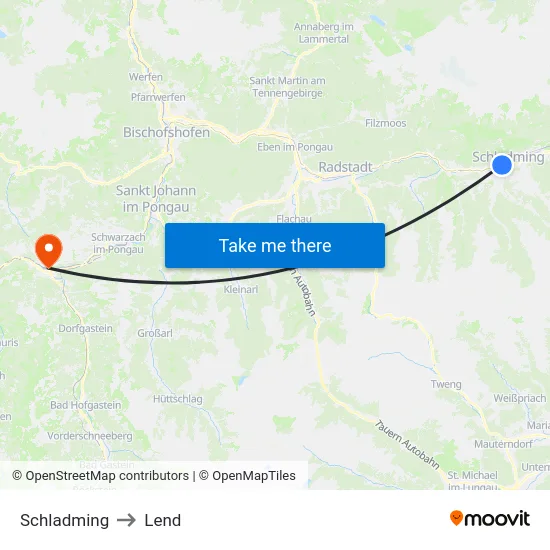 Schladming to Lend map