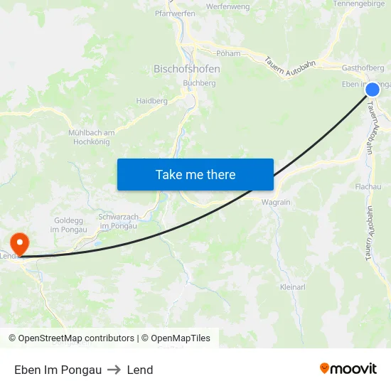 Eben Im Pongau to Lend map