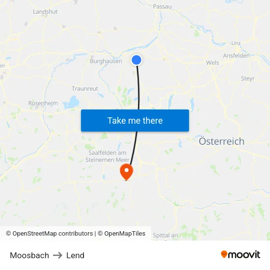 Moosbach to Lend map