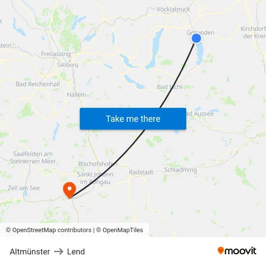 Altmünster to Lend map