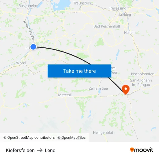 Kiefersfelden to Lend map