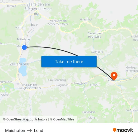 Maishofen to Lend map