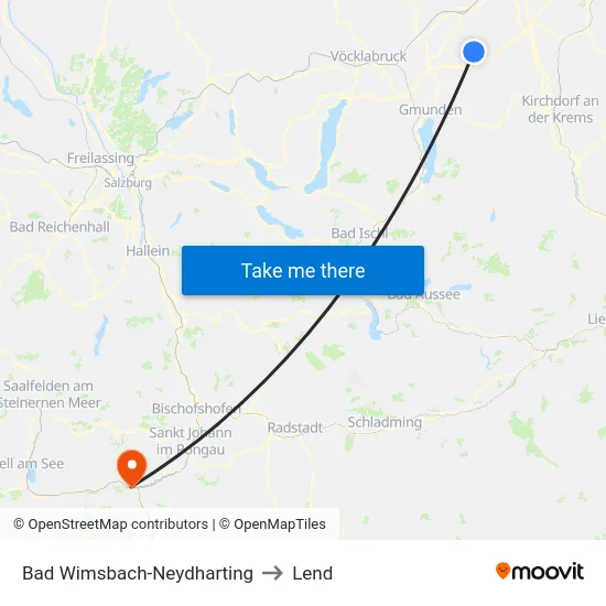 Bad Wimsbach-Neydharting to Lend map
