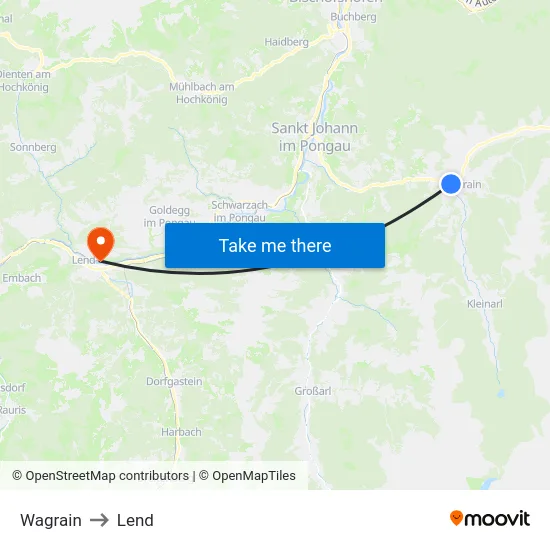 Wagrain to Lend map