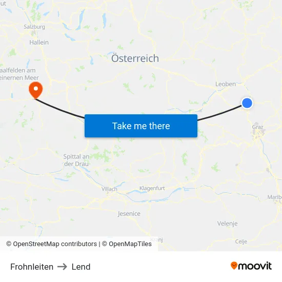 Frohnleiten to Lend map