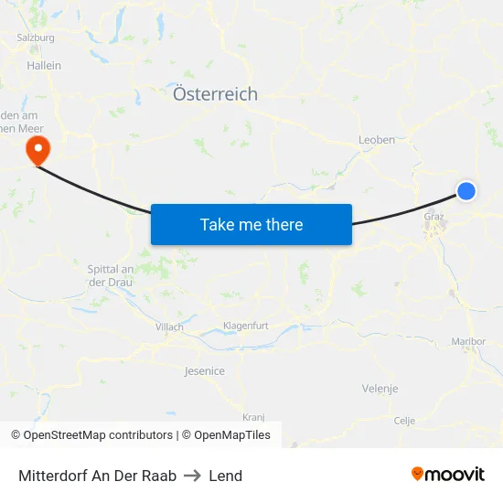 Mitterdorf An Der Raab to Lend map