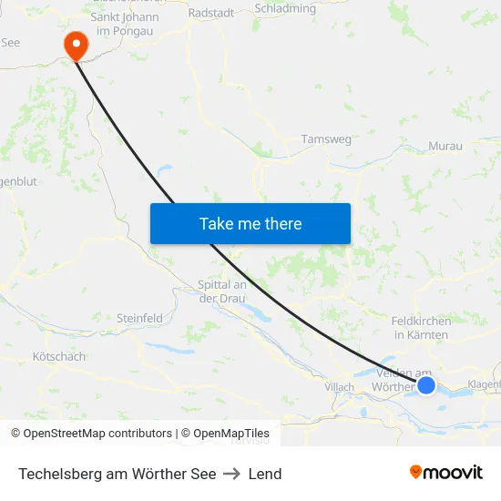 Techelsberg am Wörther See to Lend map