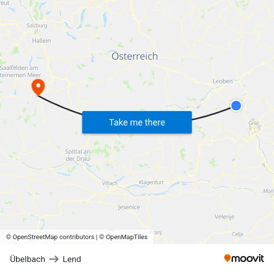 Übelbach to Lend map