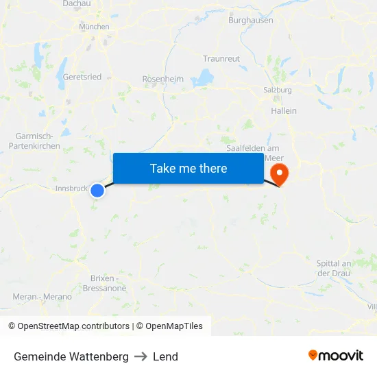 Gemeinde Wattenberg to Lend map