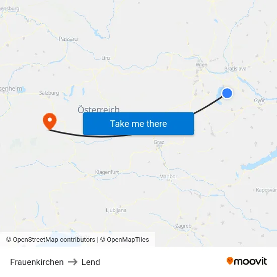 Frauenkirchen to Lend map