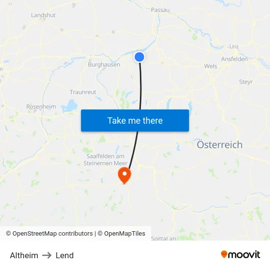Altheim to Lend map