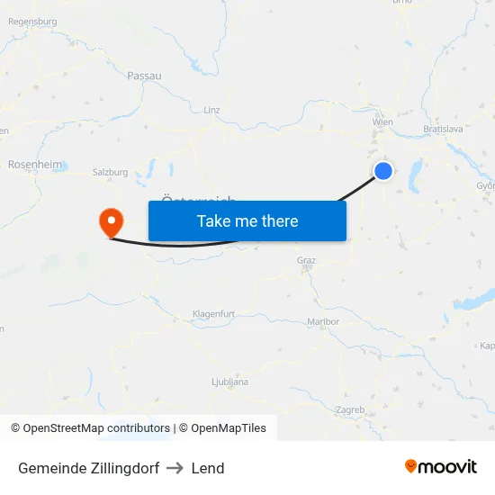 Gemeinde Zillingdorf to Lend map