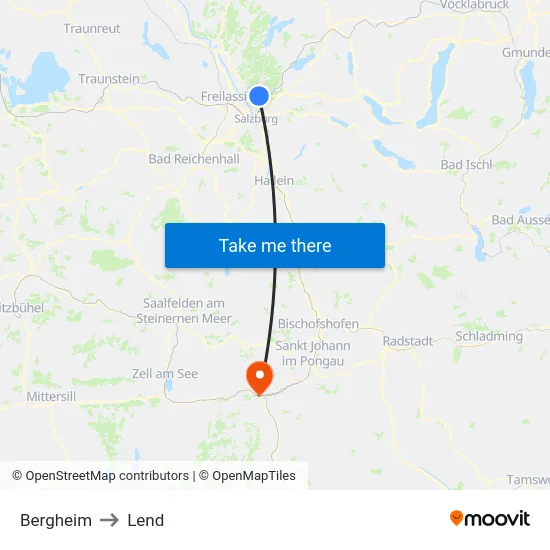 Bergheim to Lend map