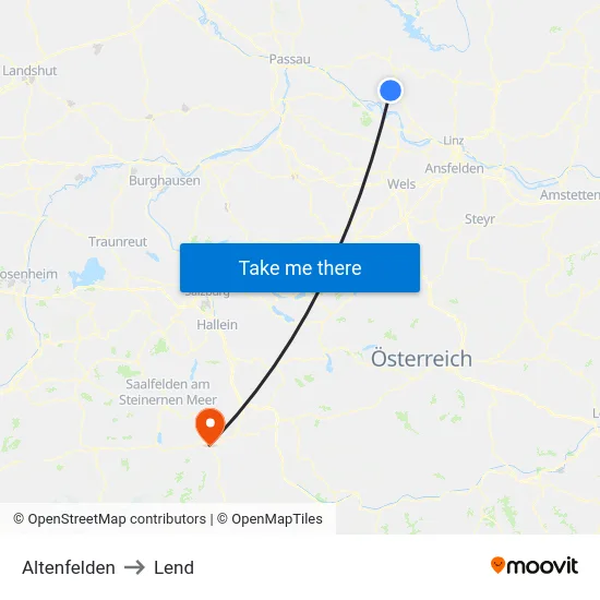 Altenfelden to Lend map