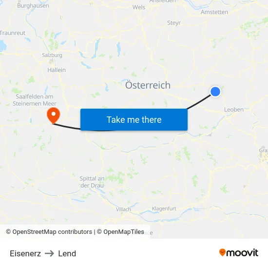 Eisenerz to Lend map