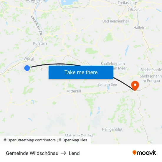 Gemeinde Wildschönau to Lend map