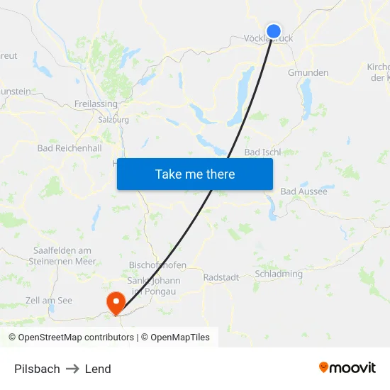 Pilsbach to Lend map