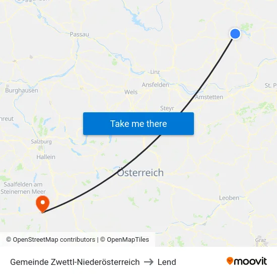 Gemeinde Zwettl-Niederösterreich to Lend map