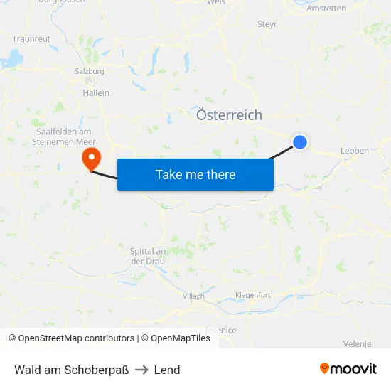 Wald am Schoberpaß to Lend map