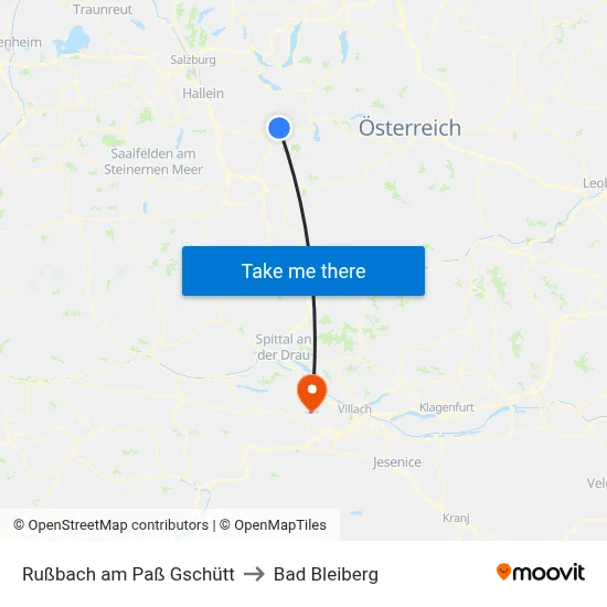Rußbach am Paß Gschütt to Bad Bleiberg map