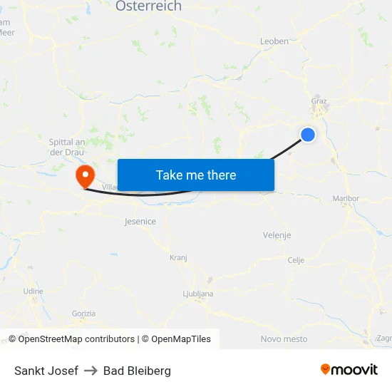 Sankt Josef to Bad Bleiberg map