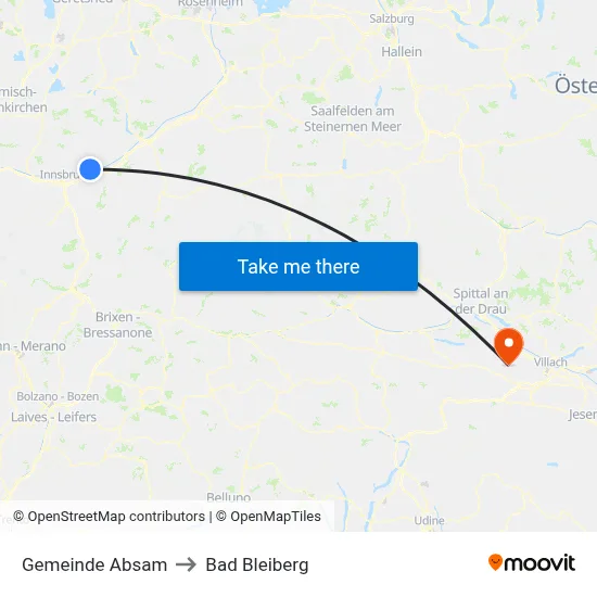 Gemeinde Absam to Bad Bleiberg map