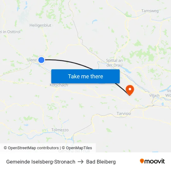 Gemeinde Iselsberg-Stronach to Bad Bleiberg map