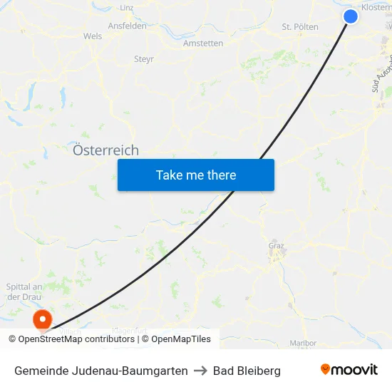 Gemeinde Judenau-Baumgarten to Bad Bleiberg map