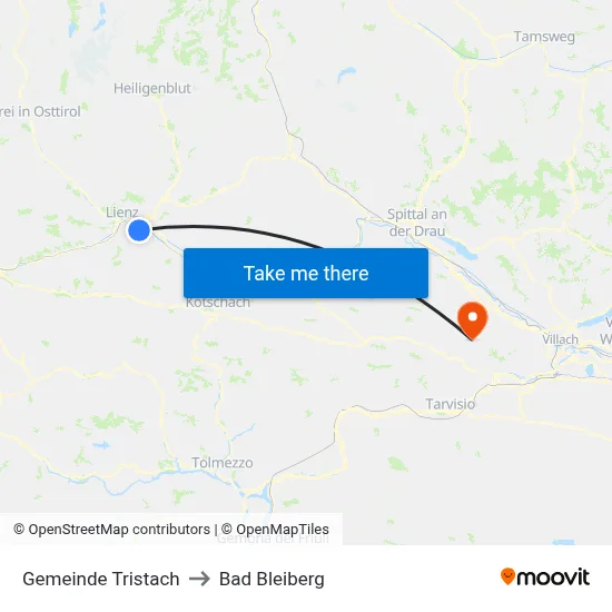 Gemeinde Tristach to Bad Bleiberg map