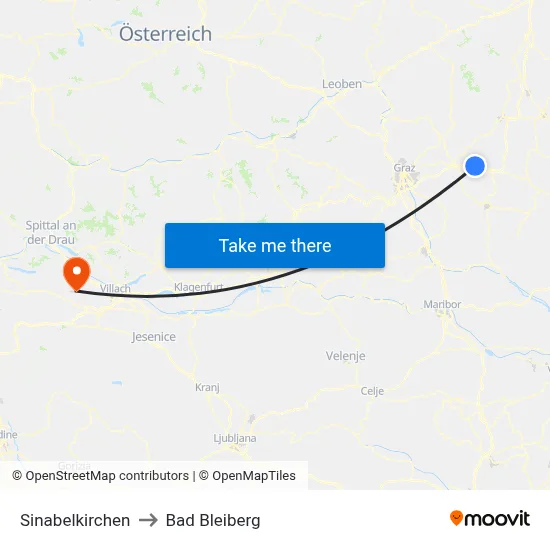 Sinabelkirchen to Bad Bleiberg map