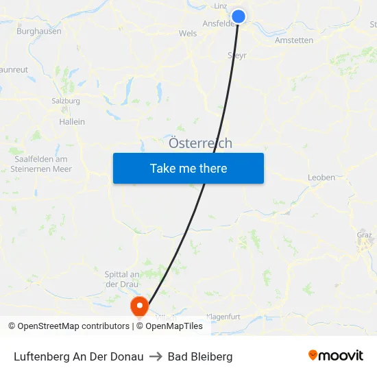 Luftenberg An Der Donau to Bad Bleiberg map