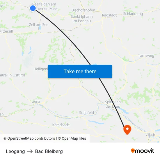 Leogang to Bad Bleiberg map