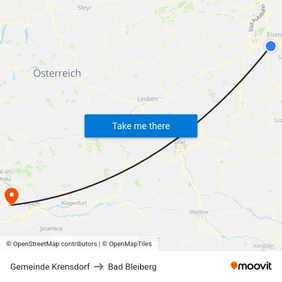 Gemeinde Krensdorf to Bad Bleiberg map