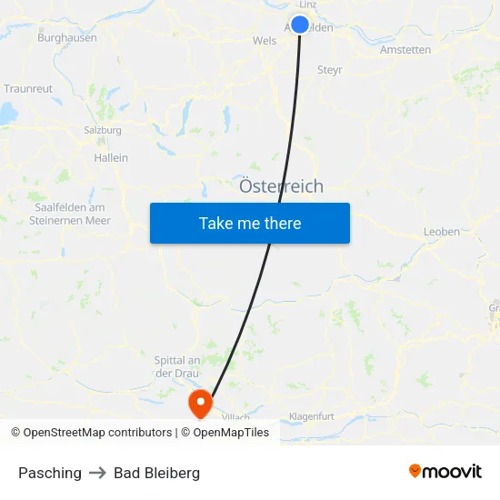 Pasching to Bad Bleiberg map