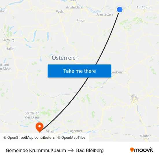 Gemeinde Krummnußbaum to Bad Bleiberg map