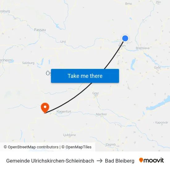 Gemeinde Ulrichskirchen-Schleinbach to Bad Bleiberg map