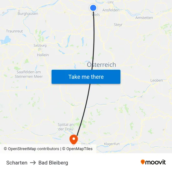 Scharten to Bad Bleiberg map