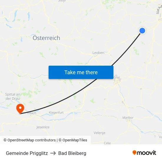 Gemeinde Prigglitz to Bad Bleiberg map