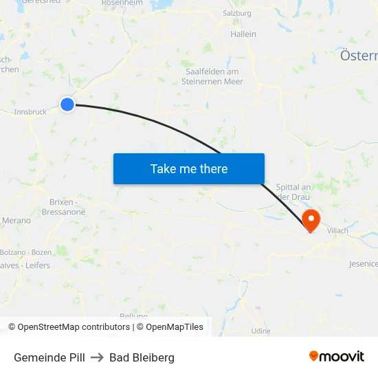 Gemeinde Pill to Bad Bleiberg map