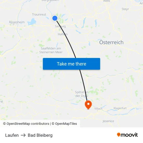Laufen to Bad Bleiberg map