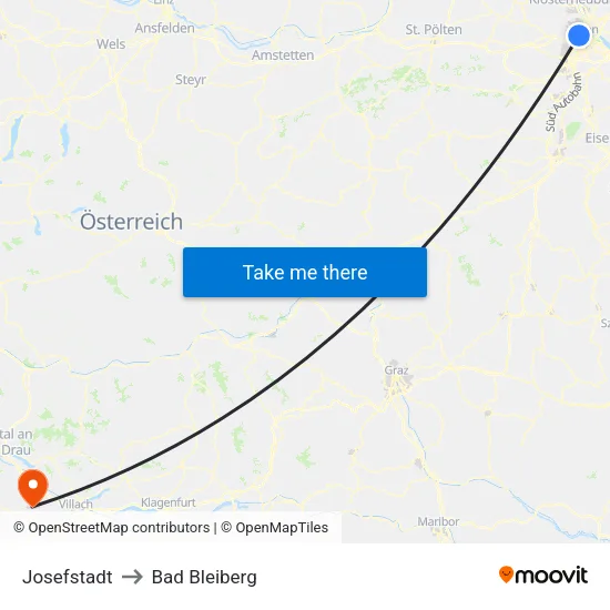 Josefstadt to Bad Bleiberg map