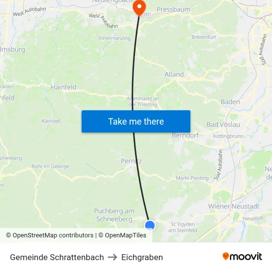Gemeinde Schrattenbach to Eichgraben map