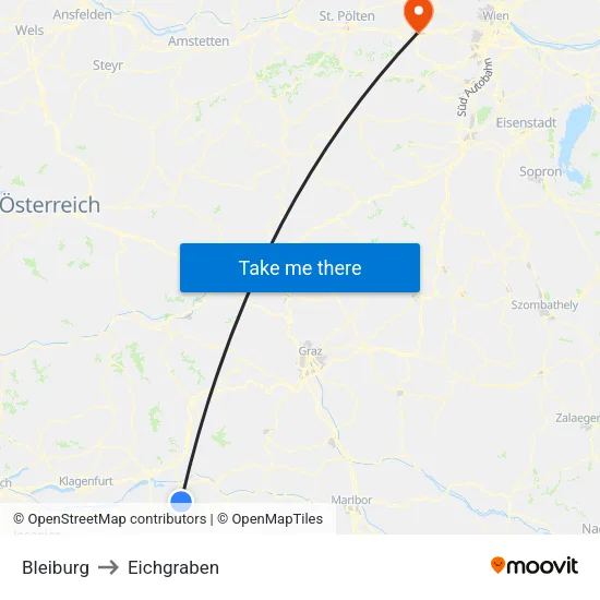 Bleiburg to Eichgraben map