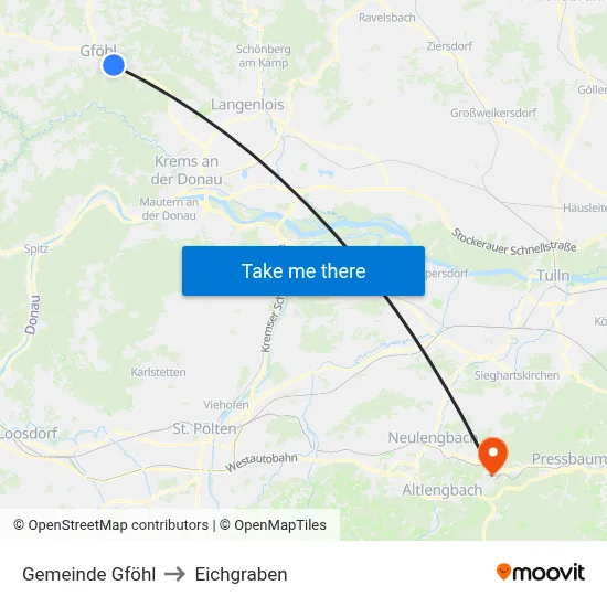 Gemeinde Gföhl to Eichgraben map