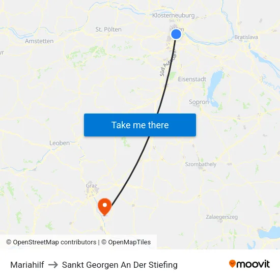 Mariahilf to Sankt Georgen An Der Stiefing map