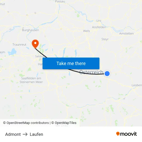 Admont to Laufen map