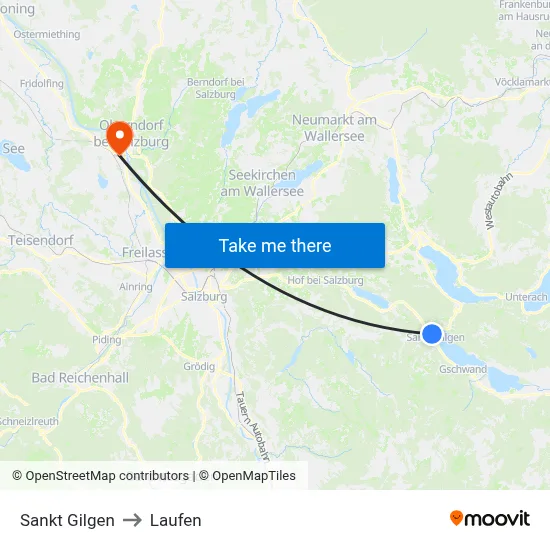 Sankt Gilgen to Laufen map