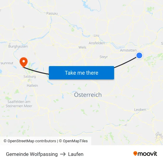 Gemeinde Wolfpassing to Laufen map