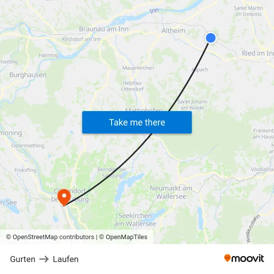 Gurten to Laufen map